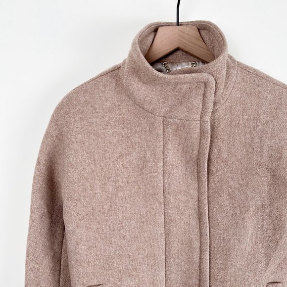 J.Crew Stadium Cloth Wool Cocoon Overcoat Peacoat Trench Jacket Coat Camel Tan - Picture 4 of 10